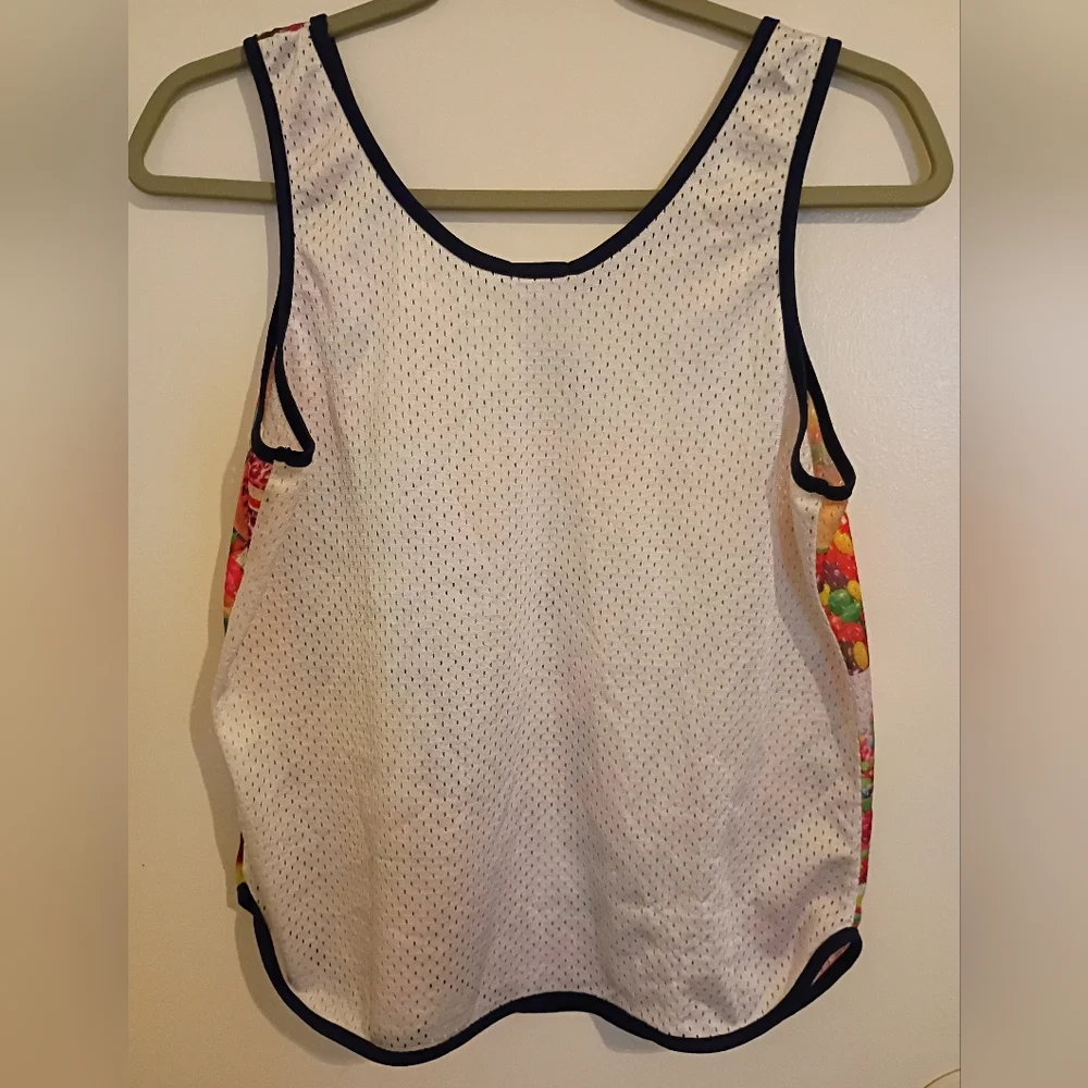 B-Sharp Colorful Graphic Jersey Crop Top Sz M - Picture 2 of 5